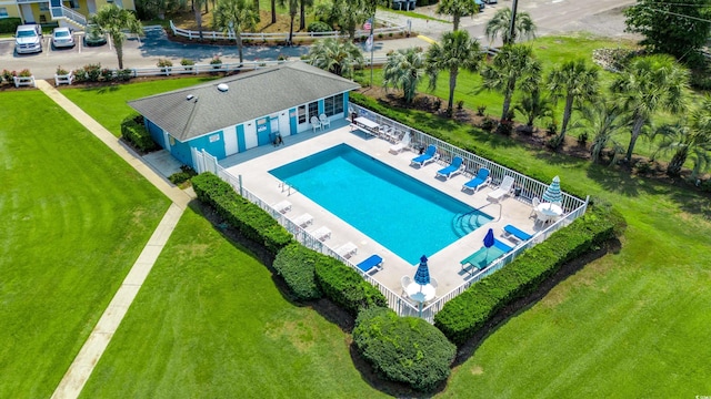 1200 5th Ave N Unit 1207, Surfside Beach, SC 29575 - aerial view of property and surrounding area featuring a pool area