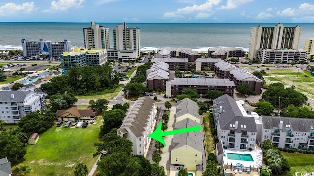 211 N Hillside Dr Unit 204, North Myrtle Beach, SC 29582 - aerial view of a nearby body of water and a pool area