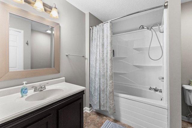 1356 Glenns Bay Rd Unit A202, Surfside Beach, SC 29575 - bathroom with vanity, shower / bath combination with curtain, and a textured ceiling
