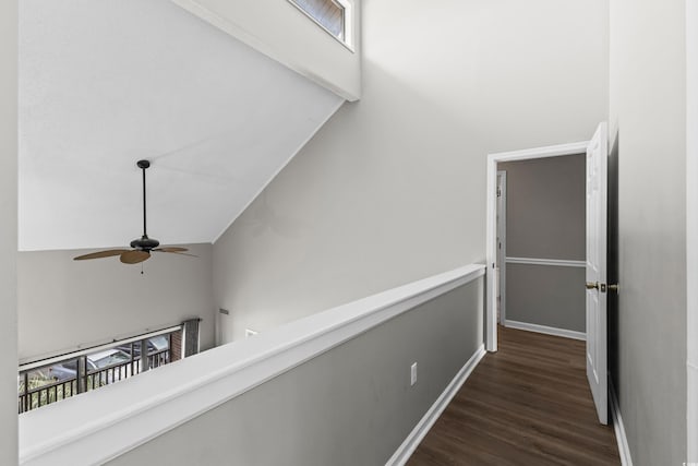1356 Glenns Bay Rd Unit A202, Surfside Beach, SC 29575 - hallway with a high ceiling, dark wood-style flooring, and an upstairs landing