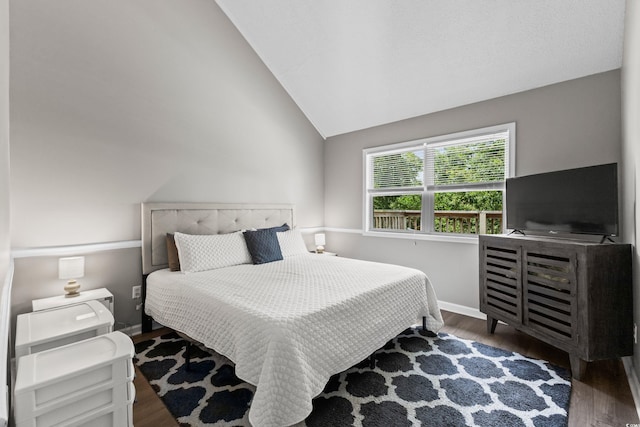 1356 Glenns Bay Rd Unit A202, Surfside Beach, SC 29575 - bedroom with vaulted ceiling and wood finished floors