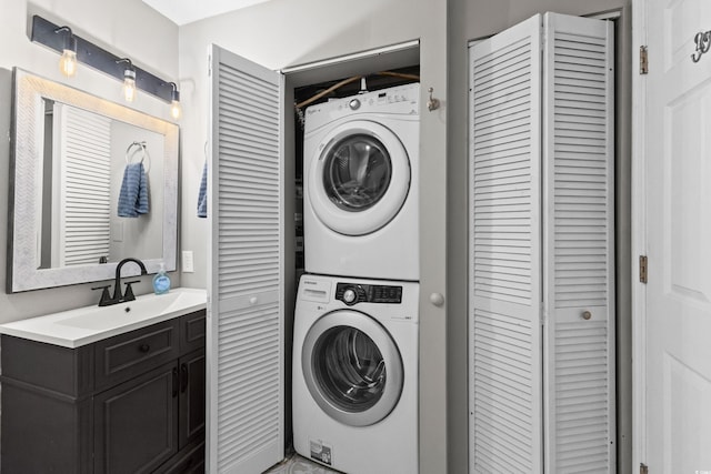1356 Glenns Bay Rd Unit A202, Surfside Beach, SC 29575 - laundry area featuring stacked washer / dryer