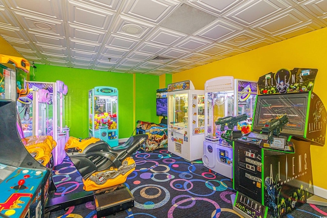 161 Sea Watch Dr Unit 601, Myrtle Beach, SC 29572 - rec room with an ornate ceiling and carpet flooring