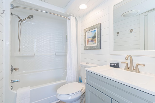 161 Sea Watch Dr Unit 601, Myrtle Beach, SC 29572 - bathroom featuring shower / bath combo, vanity, and wood walls