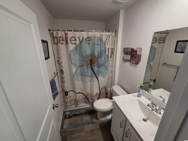 297 Harvest Ridge Way, Conway, SC 29527 - full bath with toilet, vanity, wood finished floors, and a shower with curtain