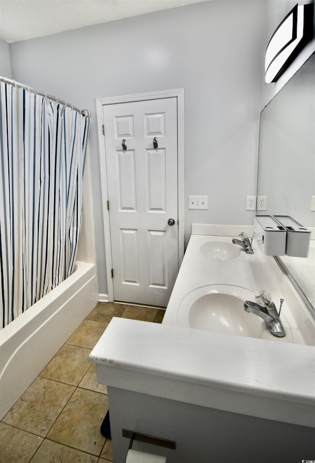 126 Clovis Cir, Myrtle Beach, SC 29579 - full bath featuring double vanity, shower / bath combo with shower curtain, and tile patterned flooring