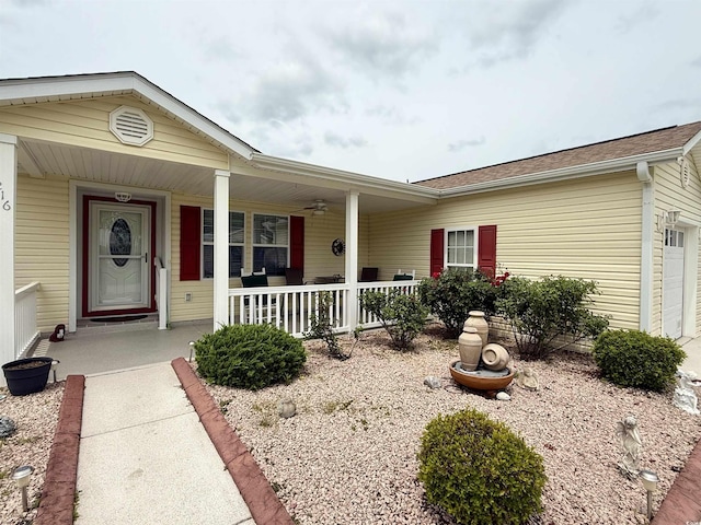 216 Walden Lake Rd, Conway, SC 29526 - view of front of property with a porch, an attached garage, and a ceiling fan