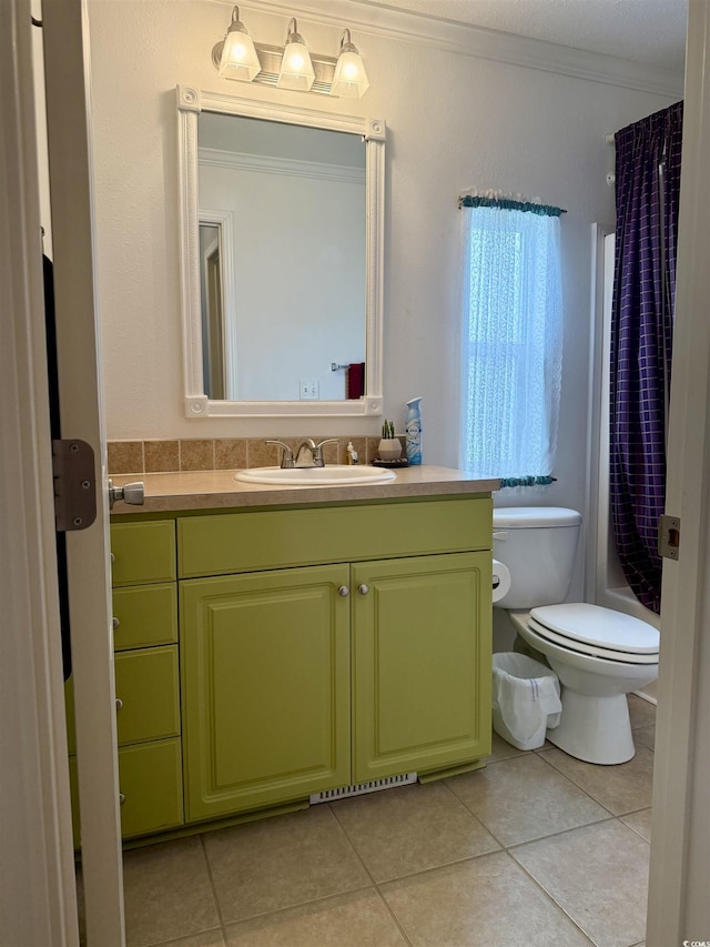 216 Walden Lake Rd, Conway, SC 29526 - full bathroom featuring ornamental molding, vanity, tile patterned floors, and shower / tub combo