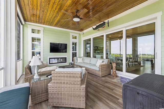191 Grackle Ln, Pawleys Island, SC 29585 - sunroom / solarium featuring ceiling fan and an outdoor living space