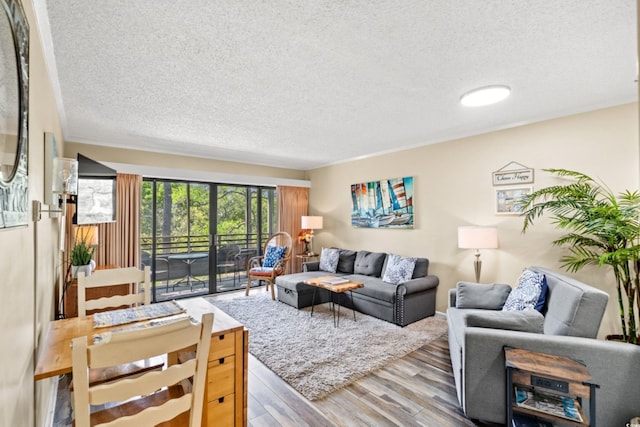 415 Ocean Creek Dr Unit 2372, Myrtle Beach, SC 29572 - living room with a textured ceiling and wood finished floors