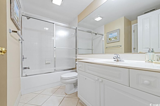 341 S Dunes Dr Unit C-34, Pawleys Island, SC 29585 - full bath with tile patterned floors, vanity, toilet, and shower / bath combination with glass door