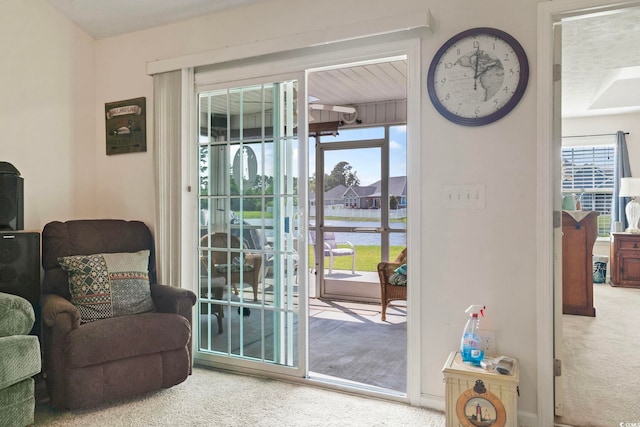 1068 Lizzie Ln, Surfside Beach, SC 29575 - entryway with carpet flooring and a water view