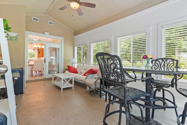 1501 Harbor Dr, North Myrtle Beach, SC 29582 - sunroom featuring lofted ceiling and plenty of natural light