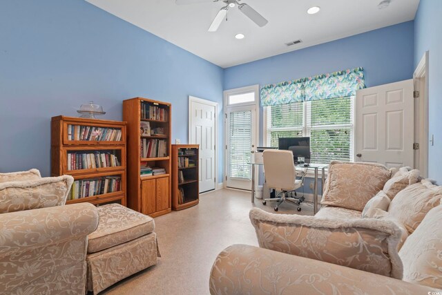 1501 Harbor Dr, North Myrtle Beach, SC 29582 - office space featuring ceiling fan and recessed lighting