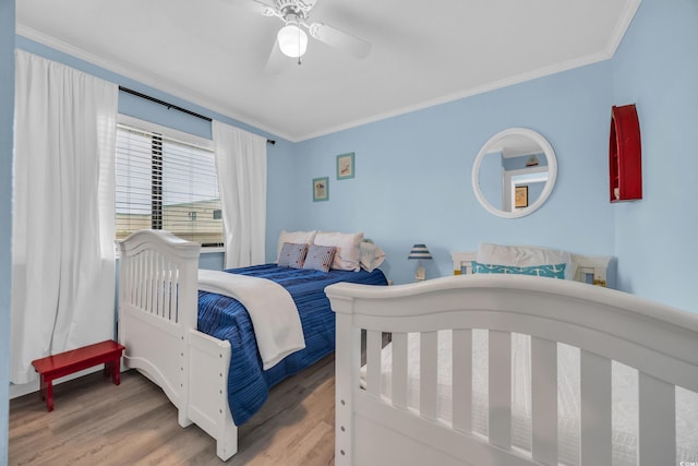 9661 Shore Dr Unit B7-29, Myrtle Beach, SC 29572 - bedroom with crown molding, wood finished floors, and ceiling fan