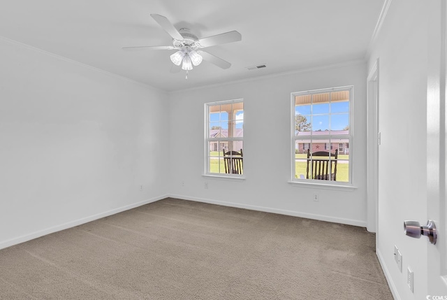 553 Fox Chase Dr, Conway, SC 29527 - carpeted empty room featuring ornamental molding, baseboards, and ceiling fan