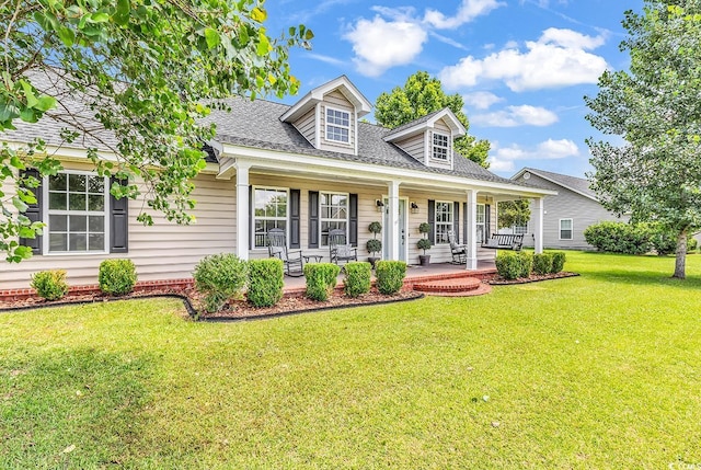 553 Fox Chase Dr, Conway, SC 29527 - cape cod-style house with a front lawn, a porch, and roof with shingles