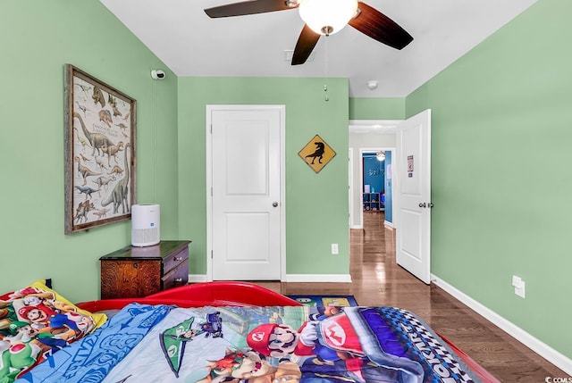 408 Carmello Cir, Conway, SC 29526 - bedroom featuring wood finished floors, baseboards, and ceiling fan