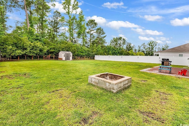 408 Carmello Cir, Conway, SC 29526 - view of yard with an outdoor fire pit and a patio area