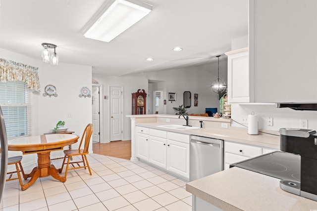 396 Mckendree Ln, Myrtle Beach, SC 29579 - kitchen featuring dishwasher, a sink, light countertops, a peninsula, and recessed lighting