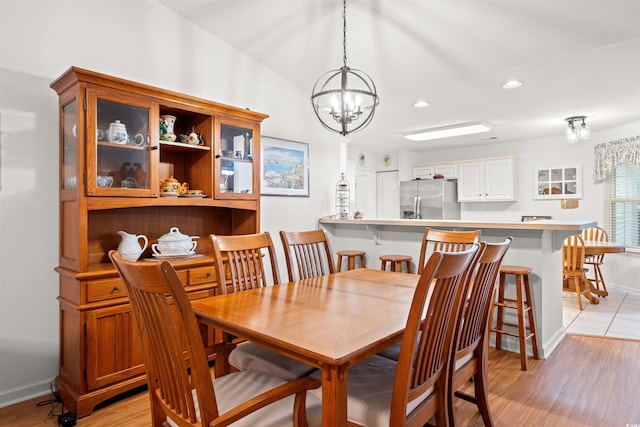 396 Mckendree Ln, Myrtle Beach, SC 29579 - dining area featuring baseboards, a chandelier, light wood-style flooring, and recessed lighting
