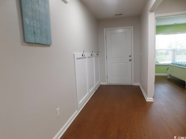401 Quinta St, Longs, SC 29568 - hall with dark wood-style flooring and baseboards