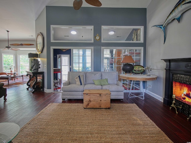 1635 Southwood Dr, Surfside Beach, SC 29575 - living room featuring a ceiling fan, healthy amount of natural light, and wood finished floors
