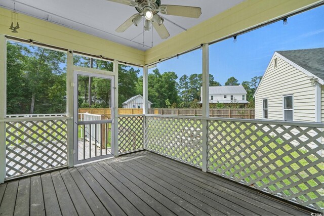 124 Wicklow Way, Pawleys Island, SC 29585 - unfurnished sunroom with ceiling fan