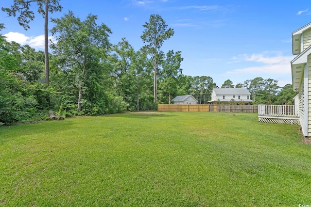 124 Wicklow Way, Pawleys Island, SC 29585 - view of yard featuring a wooden deck