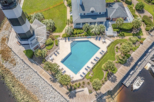 4648 Lightkeepers Way Unit 39A, Little River, SC 29566 - aerial view of property and surrounding area featuring a pool and a nearby body of water