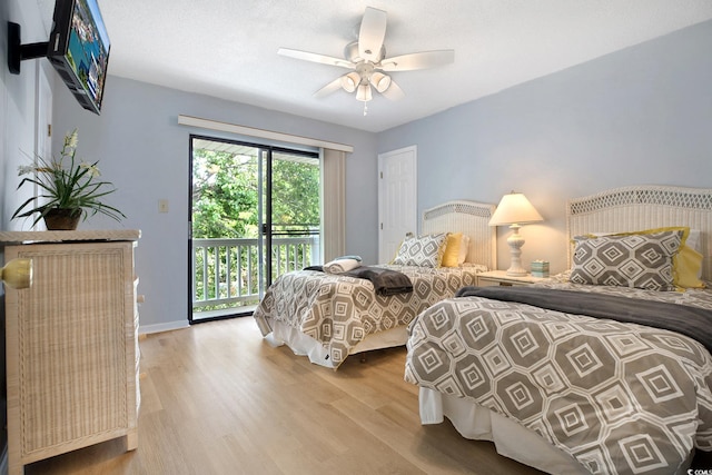 211 76th Ave N Unit A3, Myrtle Beach, SC 29572 - bedroom featuring access to exterior, wood finished floors, and a ceiling fan