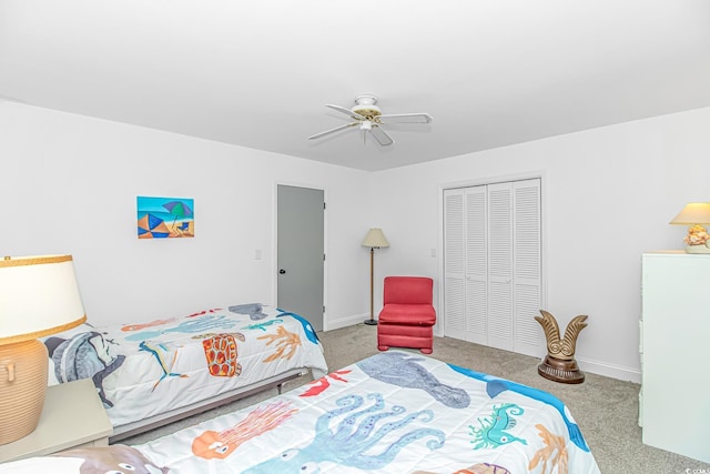 4309 Beverly Ct, North Myrtle Beach, SC 29582 - carpeted bedroom with a closet and a ceiling fan