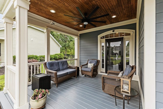 341 Bahama Dr, Murrells Inlet, SC 29576 - porch with a ceiling fan and an outdoor living space