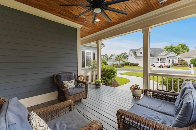 341 Bahama Dr, Murrells Inlet, SC 29576 - porch with ceiling fan and a residential view