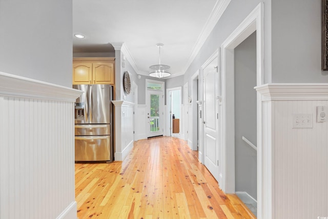 17 Trigger Fish Ln, Murrells Inlet, SC 29576 - hall featuring light wood-style floors, crown molding, and wainscoting