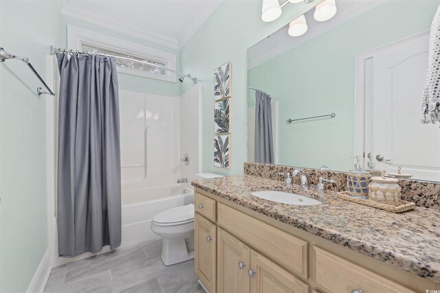 17 Trigger Fish Ln, Murrells Inlet, SC 29576 - bathroom featuring crown molding, vanity, shower / tub combo, and toilet