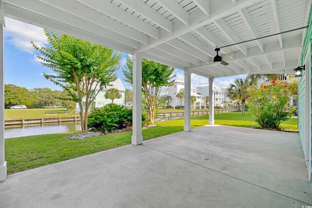 17 Trigger Fish Ln, Murrells Inlet, SC 29576 - view of patio / terrace featuring ceiling fan and a water view