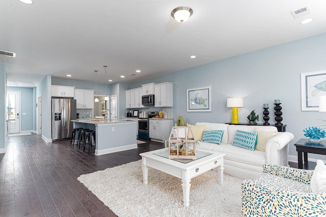 170 Bantry Ln, Conway, SC 29526 - living room with dark wood-style flooring and recessed lighting