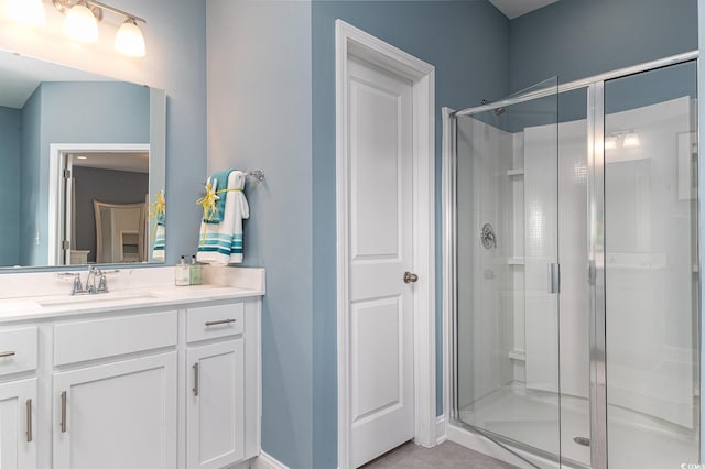 170 Bantry Ln, Conway, SC 29526 - bathroom with a shower stall, vanity, and tile patterned floors