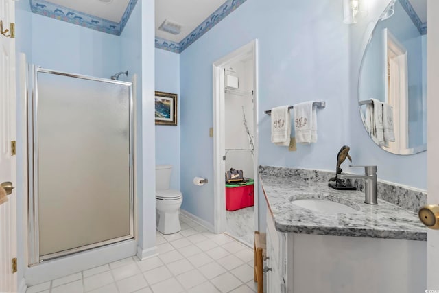405 Pipers Ln Unit 405, Myrtle Beach, SC 29575 - full bath featuring vanity, a stall shower, toilet, and tile patterned flooring