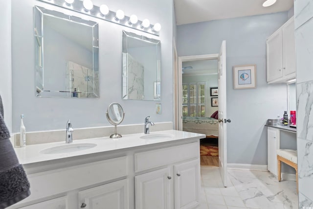 405 Pipers Ln Unit 405, Myrtle Beach, SC 29575 - ensuite bathroom with double vanity, marble finish flooring, and a marble finish shower