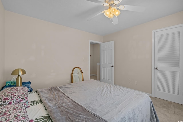 830 44th Ave N Unit T3, Myrtle Beach, SC 29577 - bedroom with light colored carpet, a ceiling fan, and baseboards