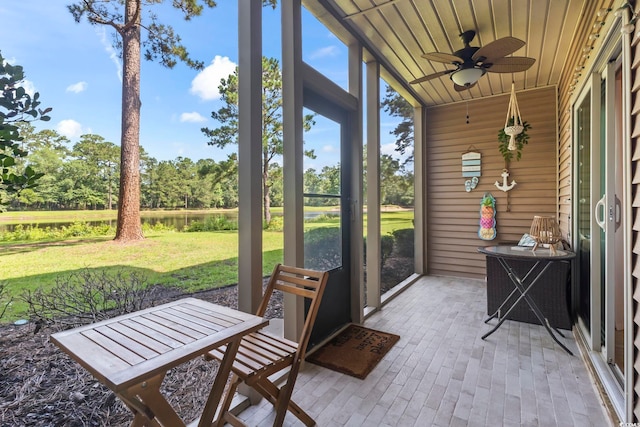 45 Pinehurst Ln Unit 2C, Pawleys Island, SC 29585 - sunroom featuring ceiling fan and a water view