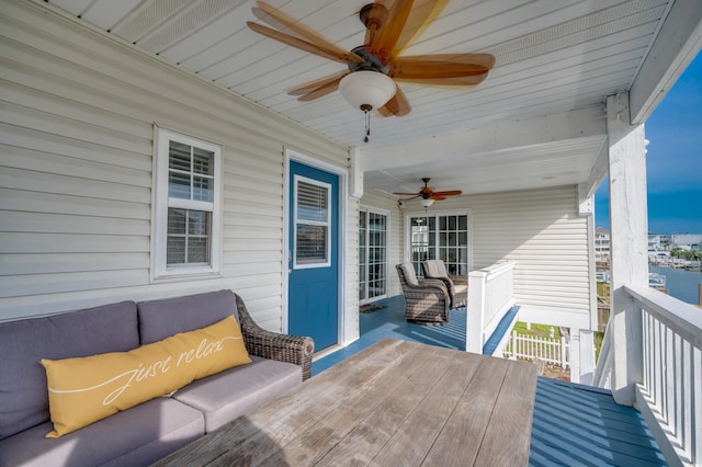 321 53rd Ave N, North Myrtle Beach, SC 29582 - wooden deck featuring a ceiling fan and outdoor lounge area