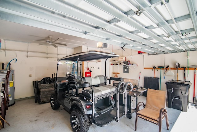 161 Patriot Ln, Pawleys Island, SC 29585 - garage featuring electric water heater and a ceiling fan