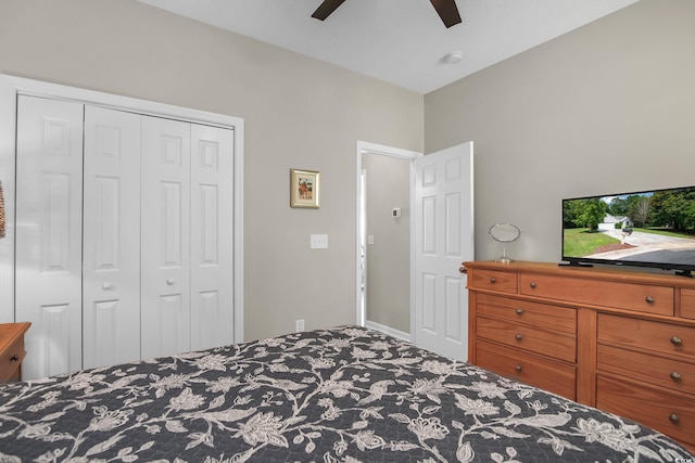 161 Patriot Ln, Pawleys Island, SC 29585 - carpeted bedroom with a closet and a ceiling fan