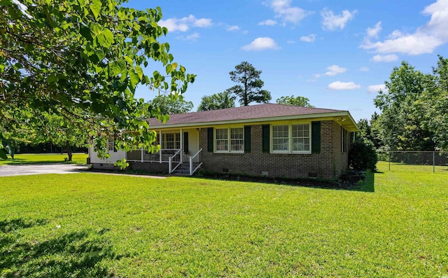 308 Old Stage Rd, Mullins, SC 29574 - ranch-style home featuring crawl space, covered porch, and brick siding