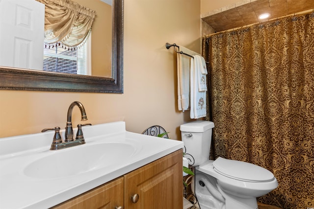 308 Old Stage Rd, Mullins, SC 29574 - full bath with toilet, vanity, and a shower with curtain