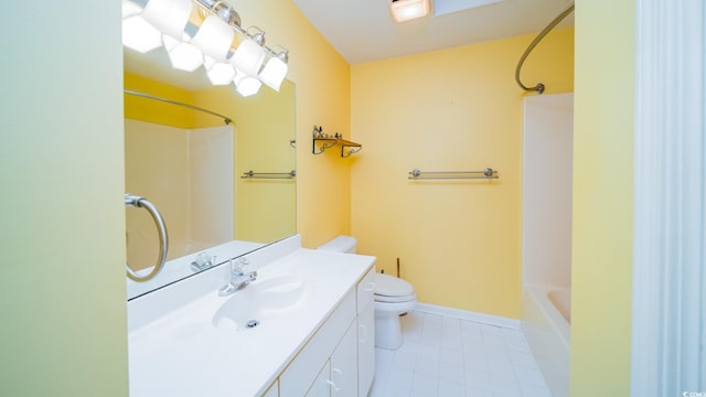 434 Deer Path, Calabash, NC 28467 - bathroom featuring vanity, toilet, tile patterned floors, shower / bath combination, and baseboards