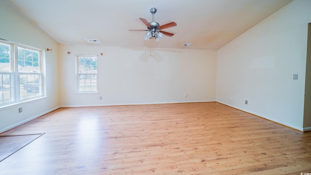 434 Deer Path, Calabash, NC 28467 - unfurnished room featuring light wood-style floors, a ceiling fan, baseboards, and lofted ceiling
